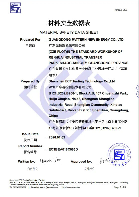 PATTERN MSDS documentation