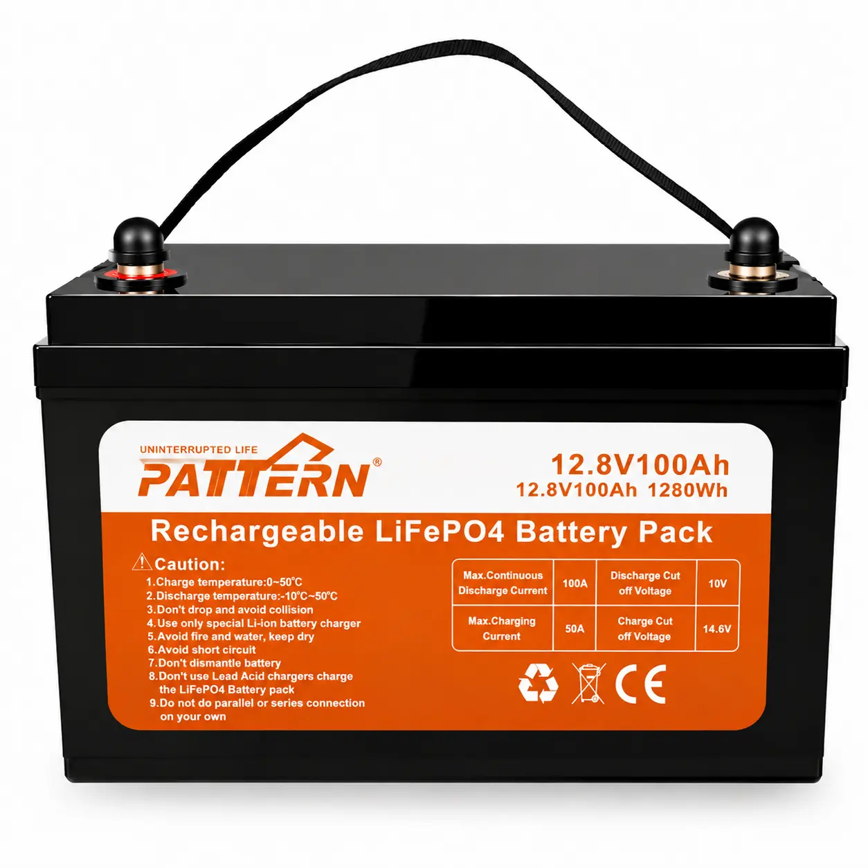 PATTERN 1.28KW 12.8V 100Ah lead-acid replacement LiFePO4 battery
