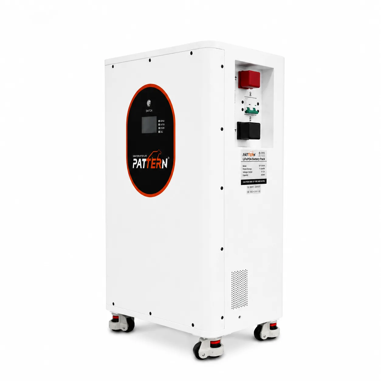 PATTERN floor-standing LiFePO4 solar battery all-in-one home energy storage system on wheels