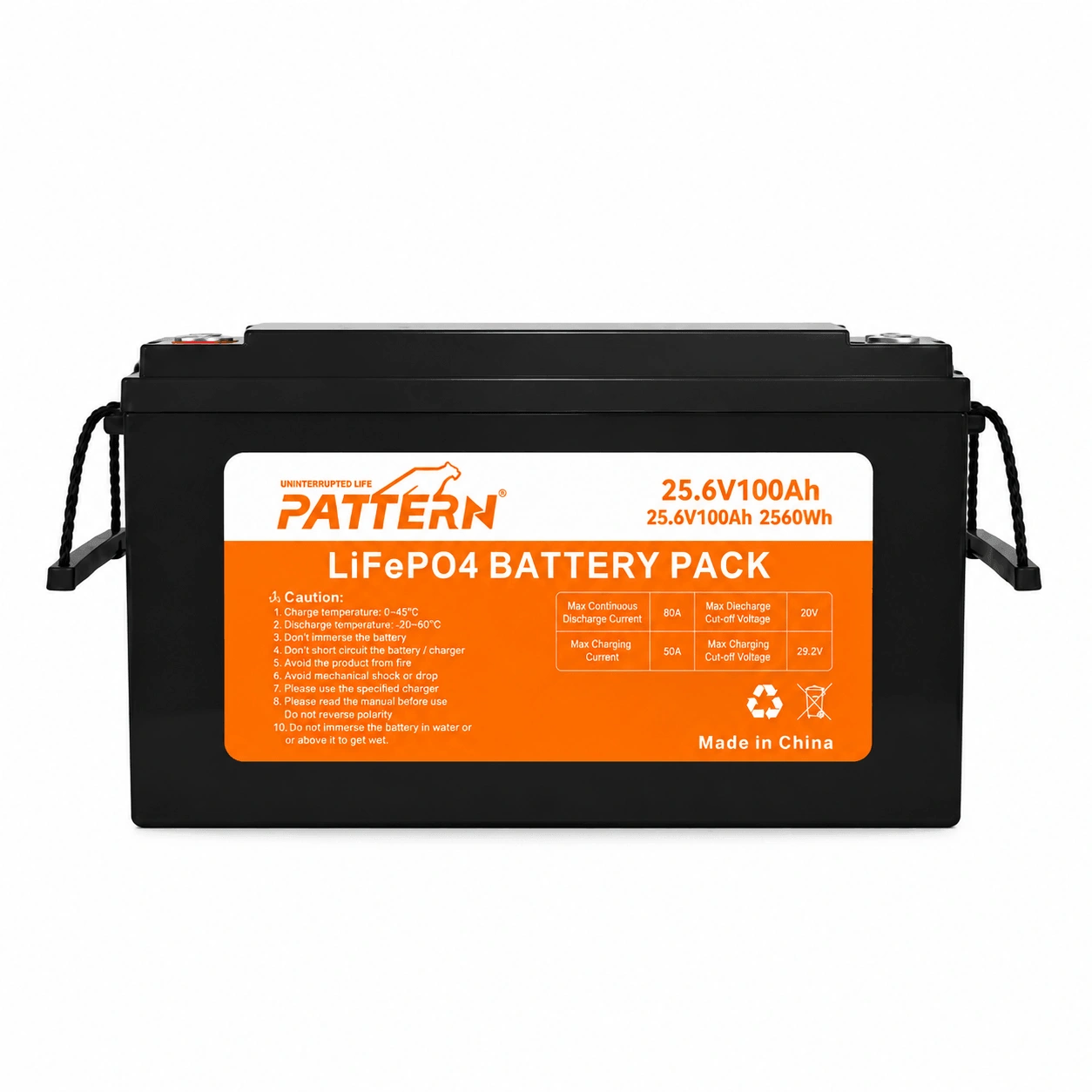 PATTERN 25.6V 100Ah Lead-Acid Replacement LiFePO4 Battery